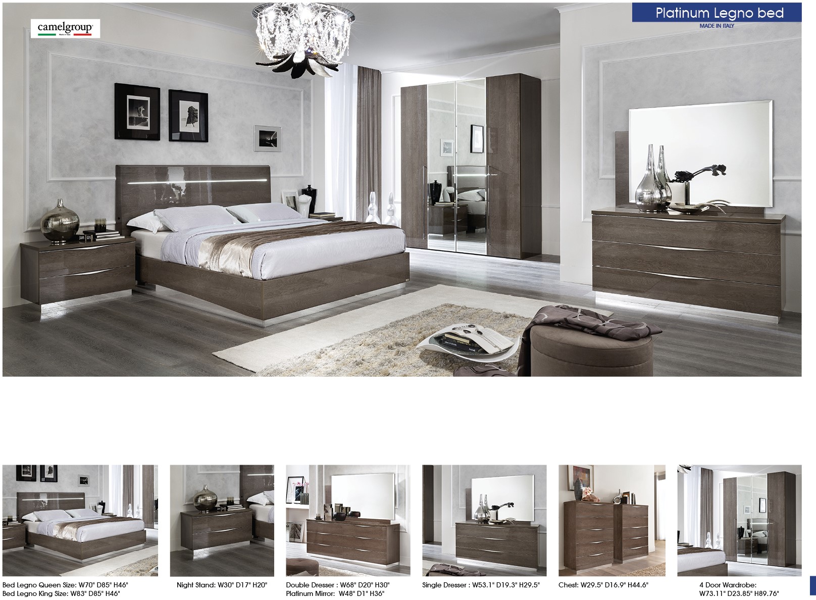 Camelgroup Italy Platinum Legno Bedroom Set