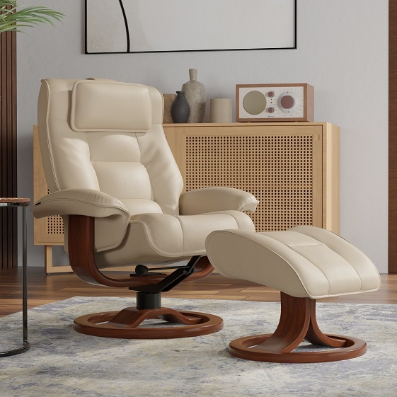 Fjords レザー オットマン Amazon.com: Fjords Admiral R Large Ergonomic Swivel Recliner Chair