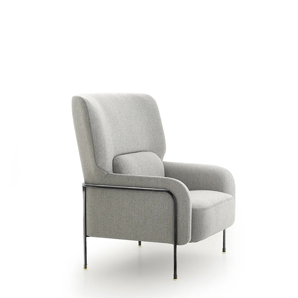 Platea Light Grey Fenice 62 Fabric/ Titanio Matt Lounge Armchair