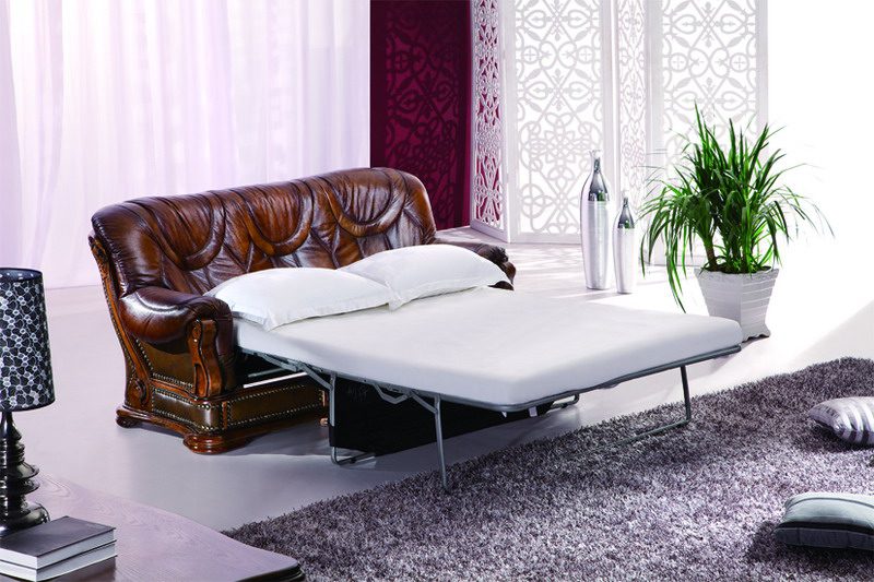 Leather couch bed best sale