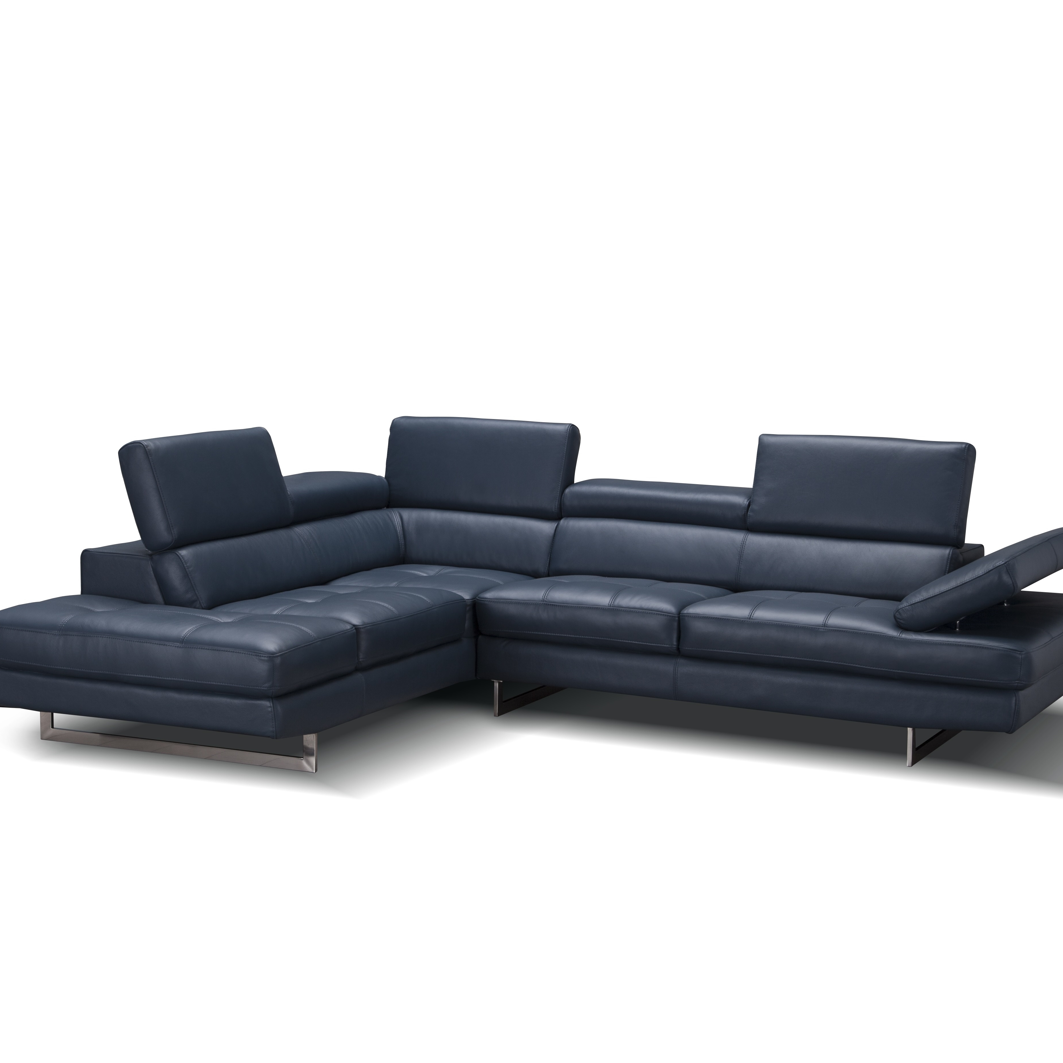 A761 Italian Leather Left Hand Facing Sectional in Blue by J&M
