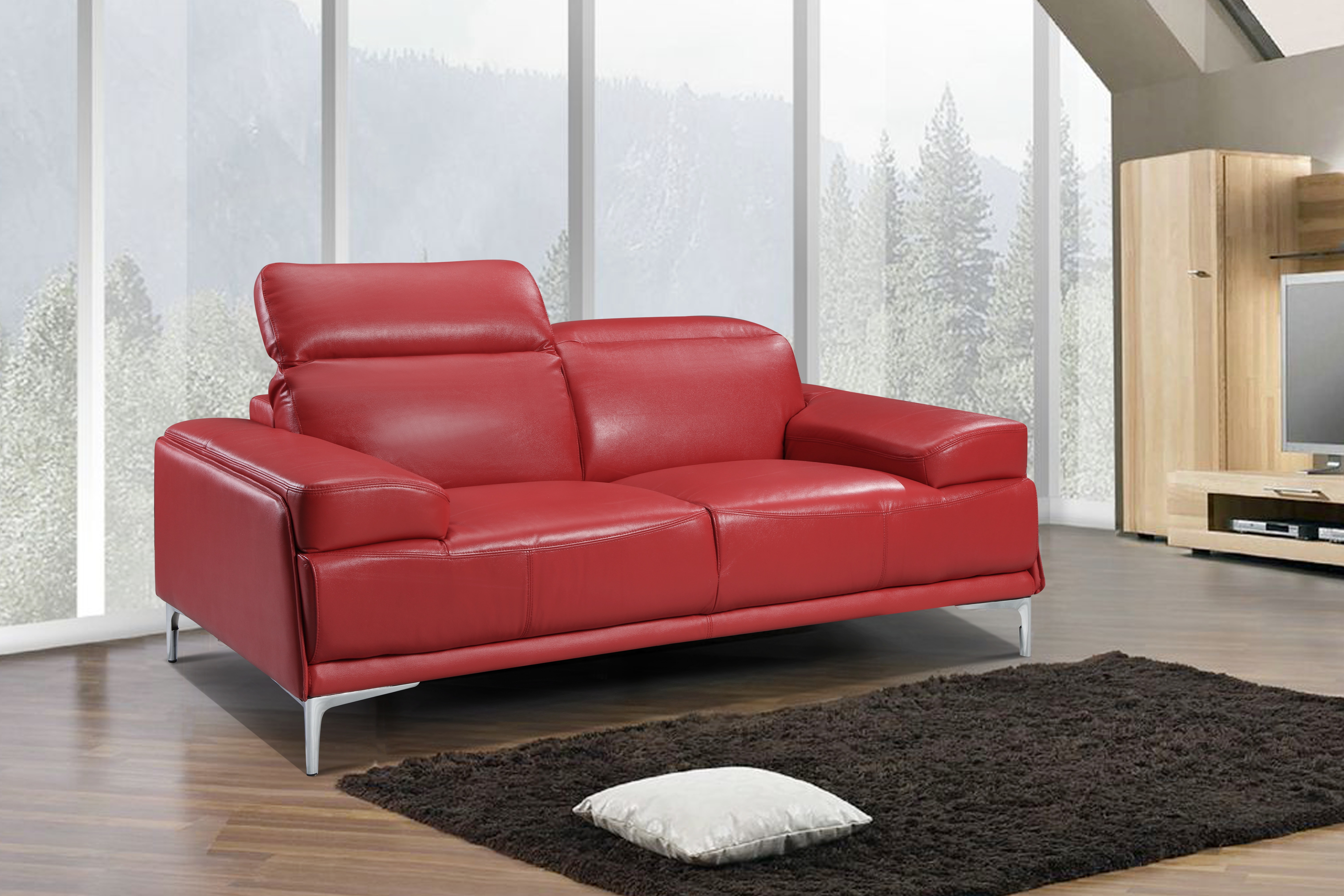 Nicolo Red Love Seat Room Setting Side View.jpg