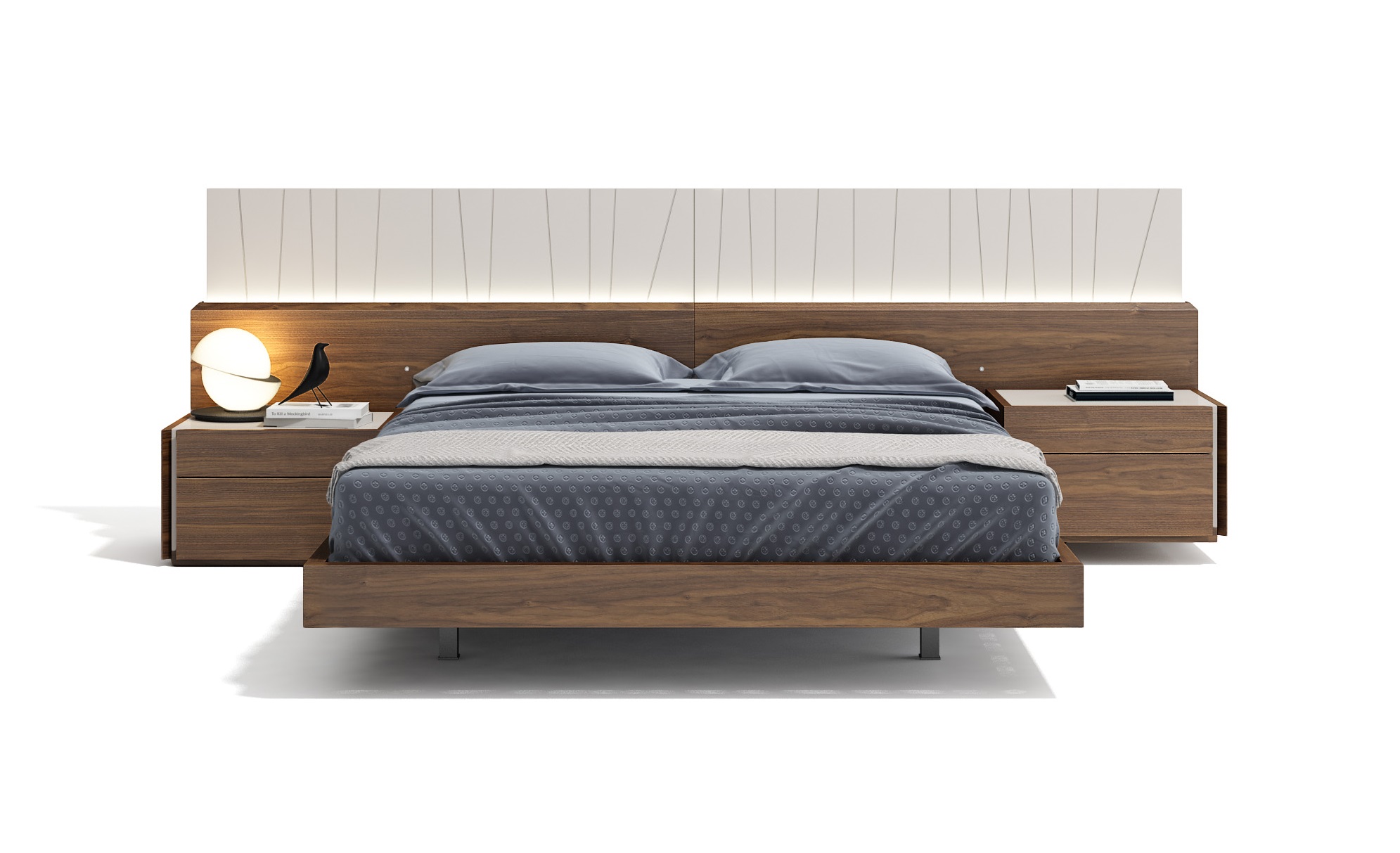 Porto Walnut Bed with Nightstands Front View.jpg