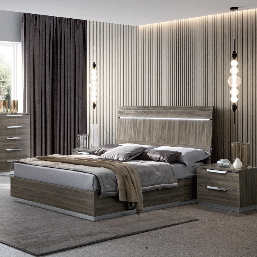 Modern Kroma Grey Bed with Light