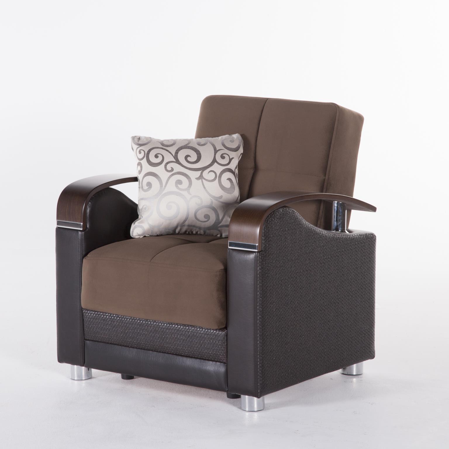 Luna Fabric/PU Sleeper Armchair - Thumbnail 2