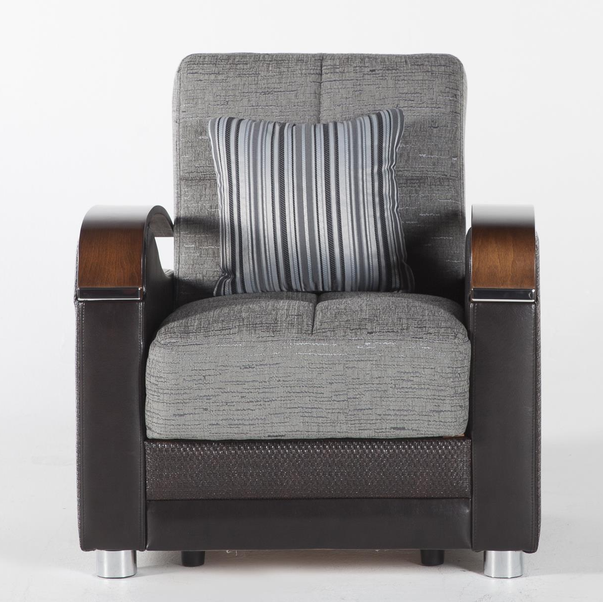 Luna Fabric/PU Sleeper Armchair - Thumbnail 4