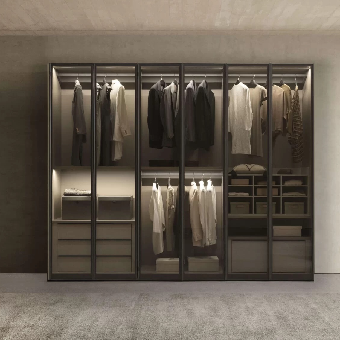 Telaio Vetro Hinged Doors Wardrobe