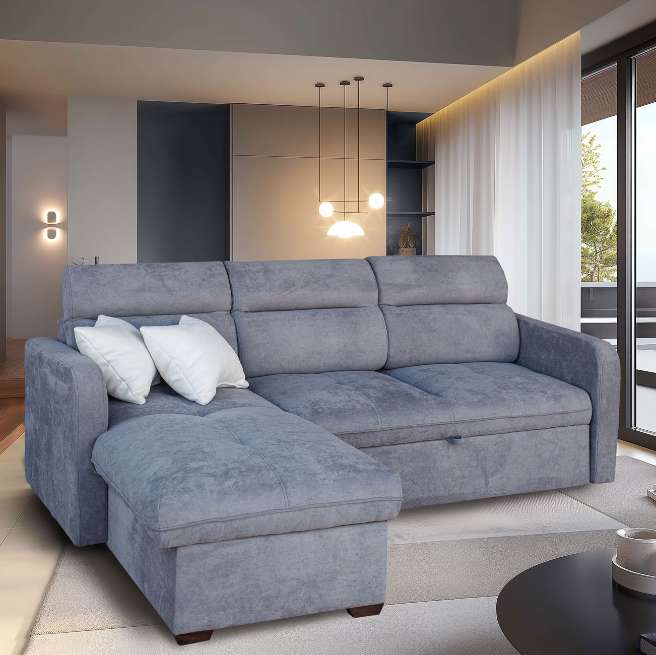 Candy Sofa Sectional with Bed and Storage