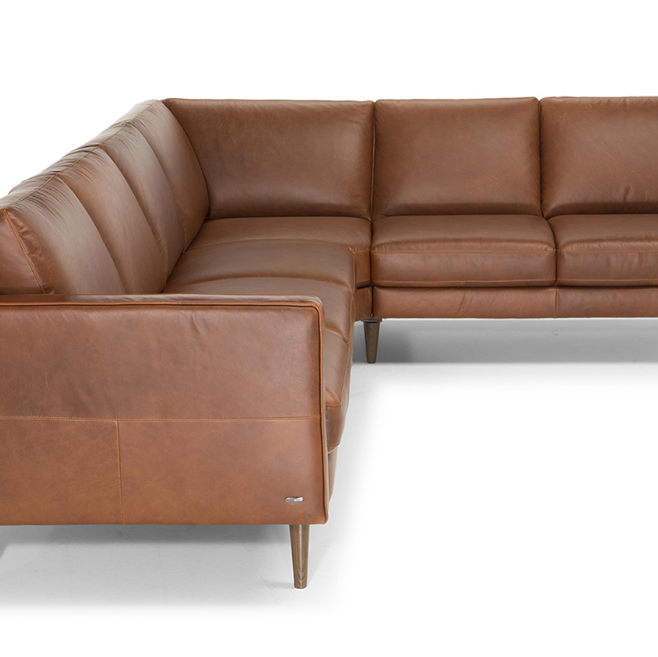 [3セットアップ] DSxBS BROWN LEATHER 3PEACE Natuzzi Editions C092 Destrezza Leather Sectional Sofa - Leather