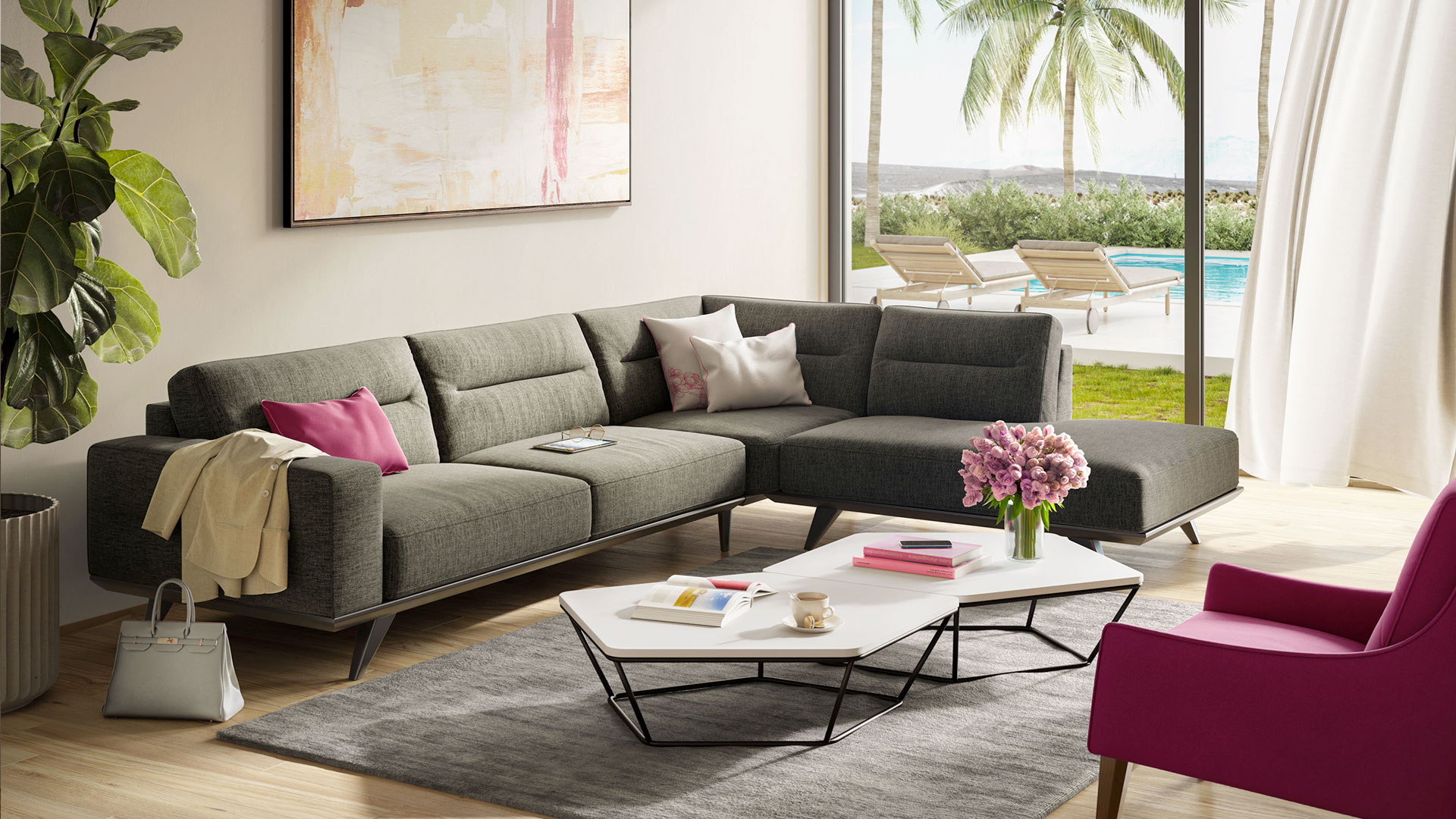 Adrenalina Fabric Sofa Sectional by Natuzzi Editions