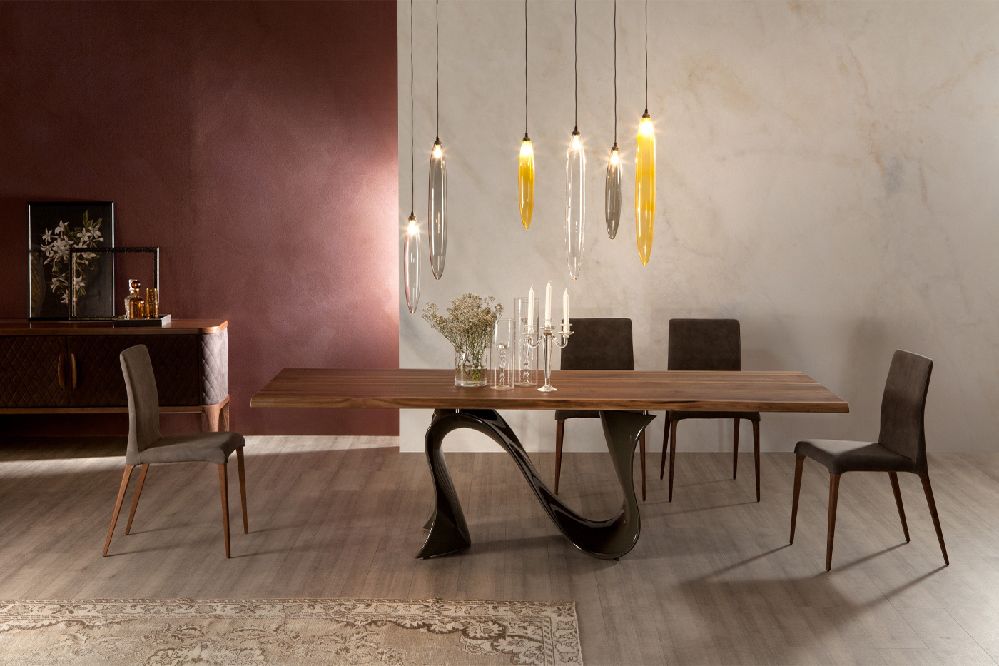 Tonin Casa Wave Wood Dining Table - Thumbnail 2