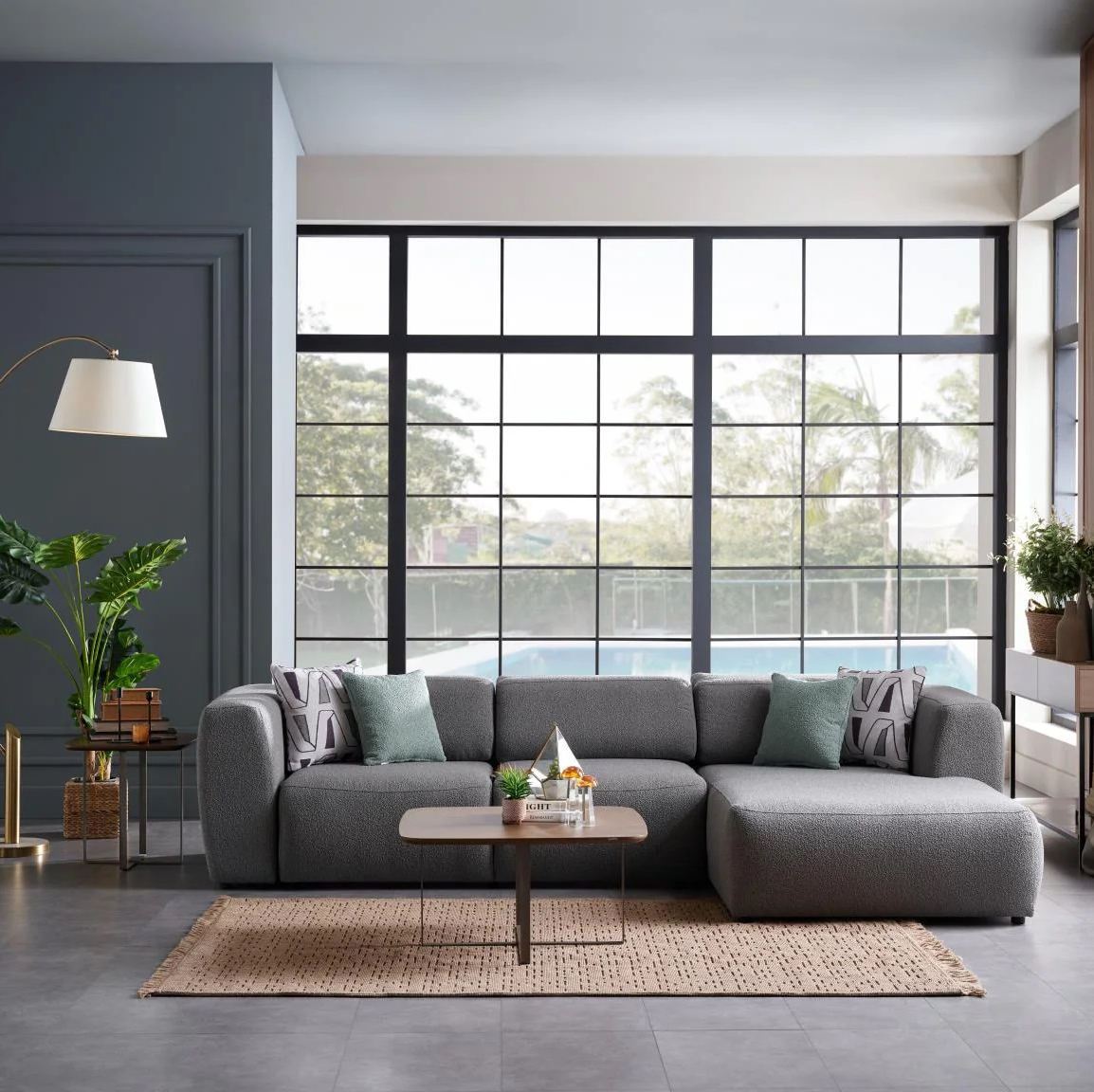 Picasso Convertible Sectional-Bed in Oscar Gray