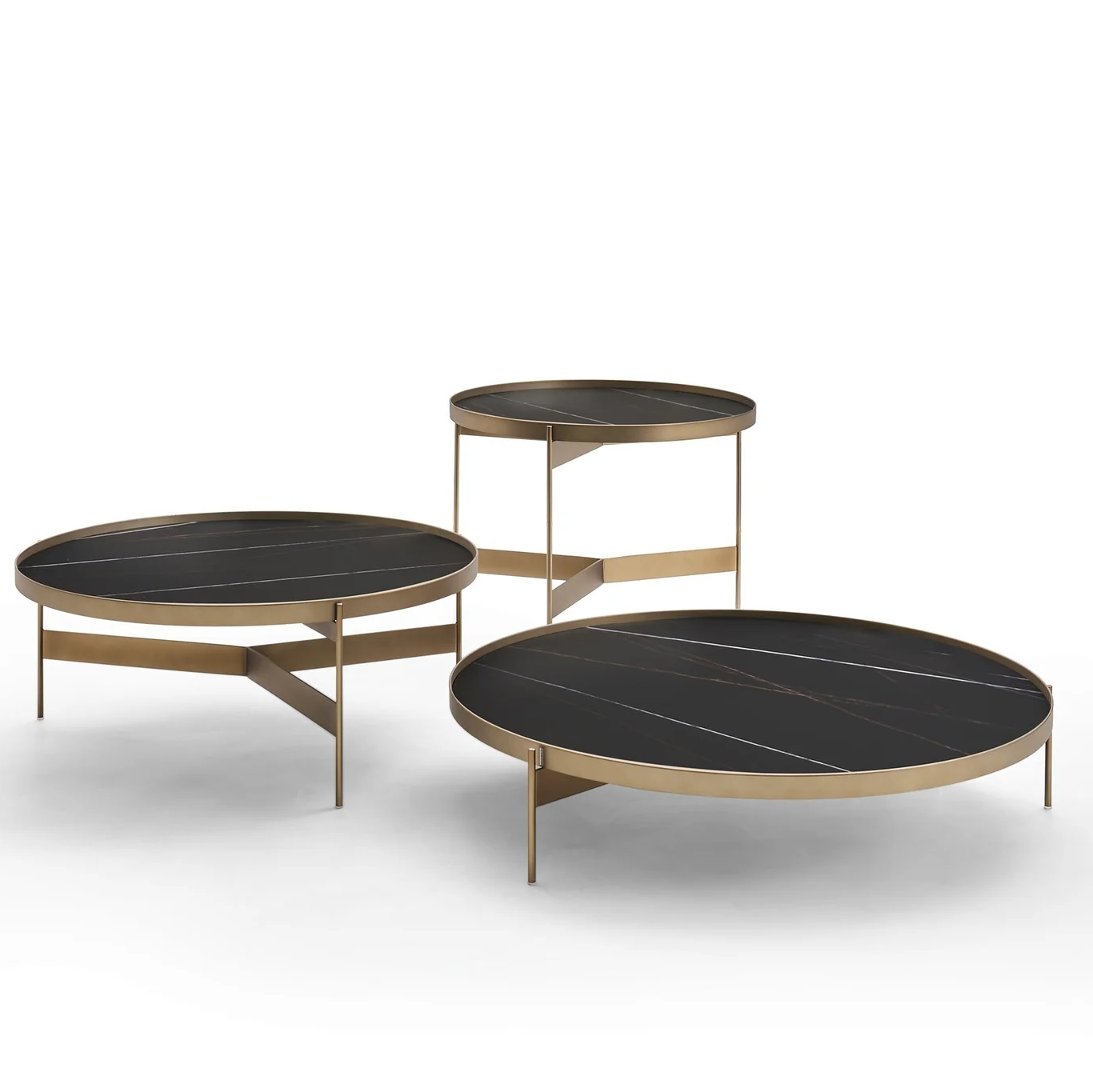 Abaco Black Sahara Marble Glass Coffee Table
