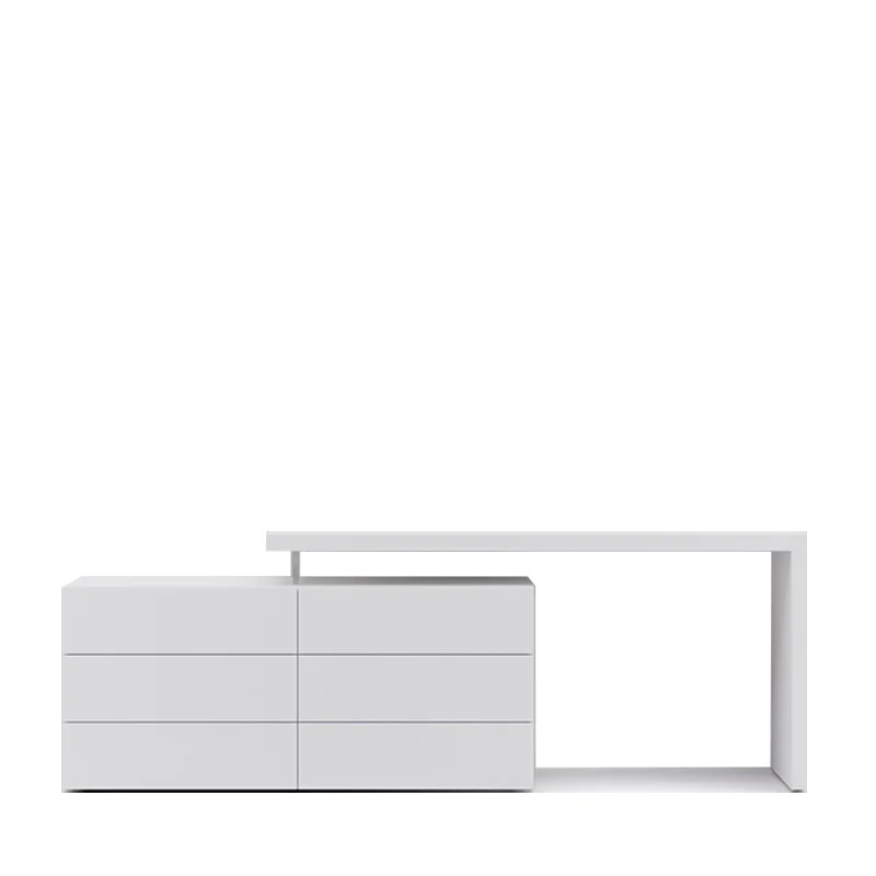 People Dresser With Domino Desk in Matt White