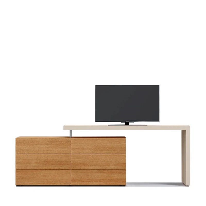 People Dresser With Domino Desk in Natural Ash