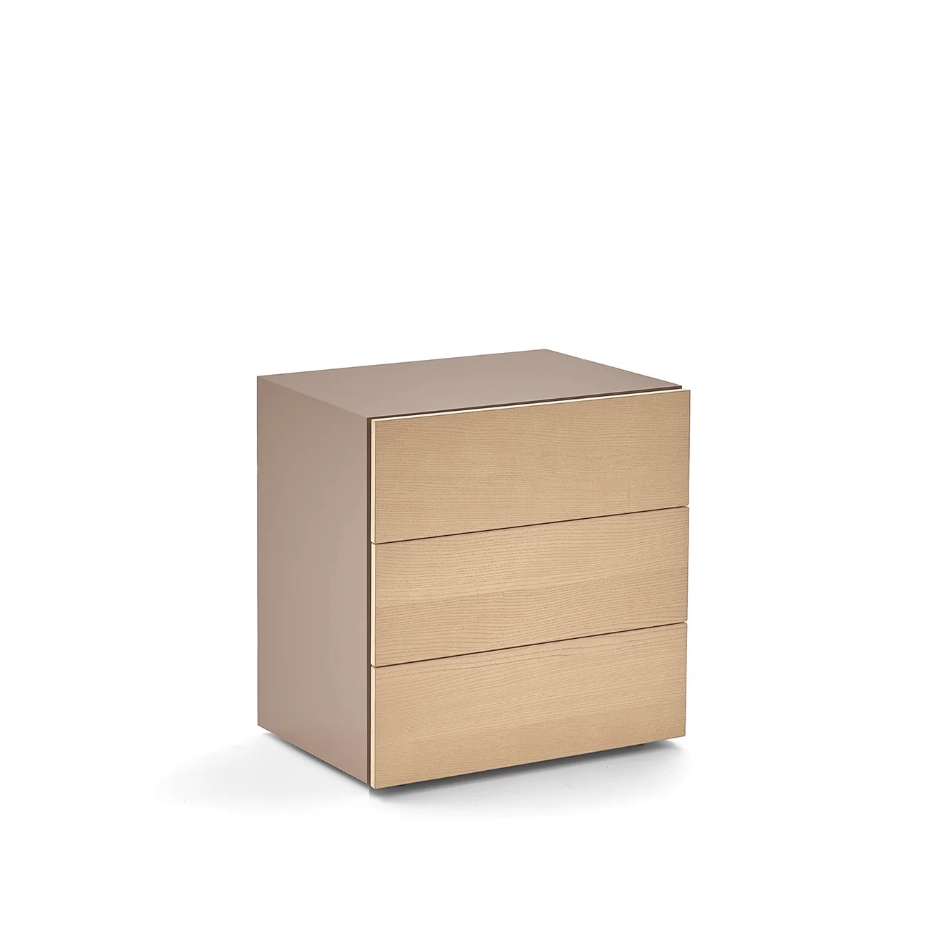 People 3-Drawer Medium Beige Ecru Nightstand