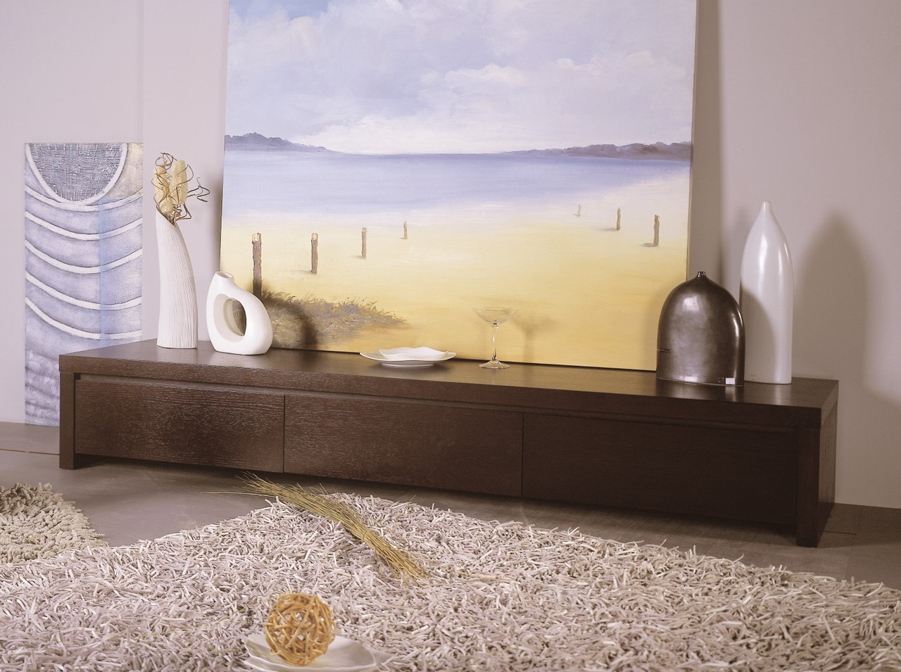 Slender 86" Oak Veneer TV Stand - Thumbnail 2